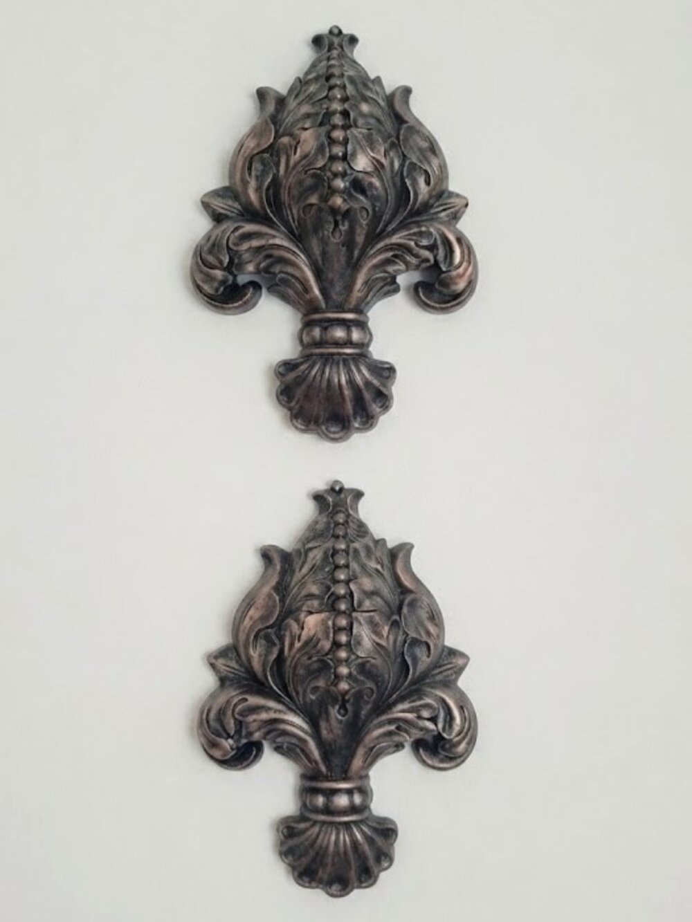 Vintage Style Ornate Fleur De Lis Wall Plaques Decorative Architectural Decor